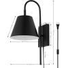 SAFAVIEH Lighting Collection Rhoeva Black Downlight Wall Sconce Light Fixture, Ideal for Bathroom, Entryway, Vanity, Foyer, Hallway, Living Room (LED Bulb Included)(Black)