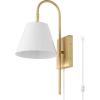 SAFAVIEH Lighting Collection Rhoeva Black Downlight Wall Sconce Light Fixture, Ideal for Bathroom, Entryway, Vanity, Foyer, Hallway, Living Room (LED Bulb Included)(Brass/White)