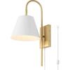 SAFAVIEH Lighting Collection Rhoeva Black Downlight Wall Sconce Light Fixture, Ideal for Bathroom, Entryway, Vanity, Foyer, Hallway, Living Room (LED Bulb Included)(Brass/White)