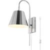 SAFAVIEH Lighting Collection Rhoeva Black Downlight Wall Sconce Light Fixture, Ideal for Bathroom, Entryway, Vanity, Foyer, Hallway, Living Room (LED Bulb Included)(Chrome)