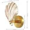 SAFAVIEH Lighting Collection Sirena Amber/Brass Shell Glass Wall Sconce Set of 2 Light Fixture, Ideal for Bathroom, Entryway, Vanity, Foyer, Hallway, Living Room (LED Bulbs Included)