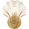 SAFAVIEH Lighting Collection Sirena Amber/Brass Shell Glass Wall Sconce Set of 2 Light Fixture, Ideal for Bathroom, Entryway, Vanity, Foyer, Hallway, Living Room (LED Bulbs Included)