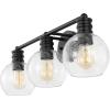 SAFAVIEH Lighting Collection Sunetta Black/Clear Glass Globe Shade 3-Light Wall Sconce Light Fixture, Ideal for Bathroom, Entryway, Vanity Over Mirror, Foyer, Living Room (LED Bulbs Included)(Black)