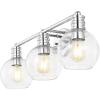 SAFAVIEH Lighting Collection Sunetta Black/Clear Glass Globe Shade 3-Light Wall Sconce Light Fixture, Ideal for Bathroom, Entryway, Vanity Over Mirror, Foyer, Living Room (LED Bulbs Included)(Chrome)