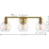 SAFAVIEH Lighting Collection Sunetta Black/Clear Glass Globe Shade 3-Light Wall Sconce Light Fixture, Ideal for Bathroom, Entryway, Vanity Over Mirror, Foyer, Living Room (LED Bulbs Included)(Brass)