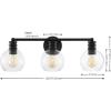 SAFAVIEH Lighting Collection Sunetta Black/Clear Glass Globe Shade 3-Light Wall Sconce Light Fixture, Ideal for Bathroom, Entryway, Vanity Over Mirror, Foyer, Living Room (LED Bulbs Included)(Black)