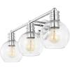 SAFAVIEH Lighting Collection Sunetta Black/Clear Glass Globe Shade 3-Light Wall Sconce Light Fixture, Ideal for Bathroom, Entryway, Vanity Over Mirror, Foyer, Living Room (LED Bulbs Included)(Chrome)