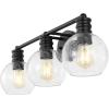 SAFAVIEH Lighting Collection Sunetta Black/Clear Glass Globe Shade 3-Light Wall Sconce Light Fixture, Ideal for Bathroom, Entryway, Vanity Over Mirror, Foyer, Living Room (LED Bulbs Included)(Black)