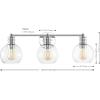 SAFAVIEH Lighting Collection Sunetta Black/Clear Glass Globe Shade 3-Light Wall Sconce Light Fixture, Ideal for Bathroom, Entryway, Vanity Over Mirror, Foyer, Living Room (LED Bulbs Included)(Chrome)