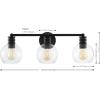 SAFAVIEH Lighting Collection Sunetta Black/Clear Glass Globe Shade 3-Light Wall Sconce Light Fixture, Ideal for Bathroom, Entryway, Vanity Over Mirror, Foyer, Living Room (LED Bulbs Included)(Black)