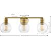 SAFAVIEH Lighting Collection Sunetta Black/Clear Glass Globe Shade 3-Light Wall Sconce Light Fixture, Ideal for Bathroom, Entryway, Vanity Over Mirror, Foyer, Living Room (LED Bulbs Included)(Brass)