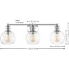 SAFAVIEH Lighting Collection Sunetta Black/Clear Glass Globe Shade 3-Light Wall Sconce Light Fixture, Ideal for Bathroom, Entryway, Vanity Over Mirror, Foyer, Living Room (LED Bulbs Included)(Chrome)