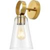 SAFAVIEH Lighting Collection Taelor Brass/Clear Glass Shade Wall Sconce Set of 2 Light Fixture, Ideal for Bathroom, Entryway, Vanity, Foyer, Hallway, Living Room (LED Bulbs Included)