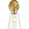 SAFAVIEH Lighting Collection Taelor Brass/Clear Glass Shade Wall Sconce Set of 2 Light Fixture, Ideal for Bathroom, Entryway, Vanity, Foyer, Hallway, Living Room (LED Bulbs Included)