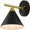 SAFAVIEH Lighting Collection Wyanet Black/Brass Modern Downlight Wall Sconce Set of 2 Light Fixture, Ideal for Bathroom, Entryway, Vanity, Foyer, Hallway, Living Room (LED Bulbs Included)(Black/Brass)