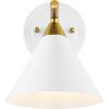 SAFAVIEH Lighting Collection Wyanet Black/Brass Modern Downlight Wall Sconce Set of 2 Light Fixture, Ideal for Bathroom, Entryway, Vanity, Foyer, Hallway, Living Room (LED Bulbs Included)(White/Brass)