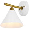 SAFAVIEH Lighting Collection Wyanet Black/Brass Modern Downlight Wall Sconce Set of 2 Light Fixture, Ideal for Bathroom, Entryway, Vanity, Foyer, Hallway, Living Room (LED Bulbs Included)(White/Brass)