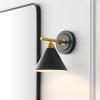 SAFAVIEH Lighting Collection Wyanet Black/Brass Modern Downlight Wall Sconce Set of 2 Light Fixture, Ideal for Bathroom, Entryway, Vanity, Foyer, Hallway, Living Room (LED Bulbs Included)(Black/Brass)