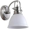 SAFAVIEH SCN4053B Lighting Lawson Brush Nickel and White Bathroom (LED Bulb Included) Sconce(White)