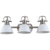 SAFAVIEH SCN4054B Roland Brush Nickel and White 3-Light Bathroom (LED Bulbs Included) Sconce, Nickle(Nickle)