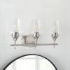 SAFAVIEH SCN4057A Eagan 3-Light Nickel and Brass 11-inch (LED Bulbs Included) Wall Sconce