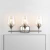 SAFAVIEH SCN4057A Eagan 3-Light Nickel and Brass 11-inch (LED Bulbs Included) Wall Sconce