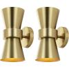 SAFAVIEH Lighting Collection Bynner Brass Modern Wall Sconce Set of 2 Light Fixture, Ideal for Bathroom, Entryway, Vanity, Foyer, Hallway, Living Room (LED Bulbs Included)(Brass)