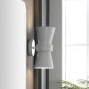 SAFAVIEH Lighting Collection Bynner Brass Modern Wall Sconce Set of 2 Light Fixture, Ideal for Bathroom, Entryway, Vanity, Foyer, Hallway, Living Room (LED Bulbs Included)(White)