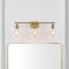 SAFAVIEH Lighting Collection Calyna Chrome/Clear 3-light Wall Sconce Light Fixture Ideal for Bathroom, Entryway, Vanity, Foyer, Hallway, Living Room (LED Bulbs Included)(Brass)