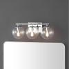 SAFAVIEH Lighting Collection Charlene Chrome/Clear Glass Globe Shade 3-Light Wall Sconce Light Fixture, Ideal for Bathroom, Entryway, Vanity Over Mirror, Foyer, Living Room (LED Bulbs Included)(Chrome)