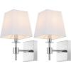SAFAVIEH Lighting Collection Clauren Chrome Wall Sconce Set of 2 Light Fixture, with White Shade Ideal for Bathroom, Entryway, Vanity, Foyer, Hallway, Living Room (LED Bulbs Included)(Chrome)