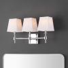 SAFAVIEH Lighting Collection Clelia Black 3-Light Wall Sconce Light Fixture, with White Shade Ideal for Bathroom, Entryway, Vanity, Foyer, Hallway, Living Room (LED Bulbs Included)(Chrome)
