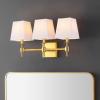 SAFAVIEH Lighting Collection Clelia Black 3-Light Wall Sconce Light Fixture, with White Shade Ideal for Bathroom, Entryway, Vanity, Foyer, Hallway, Living Room (LED Bulbs Included)(Brass)