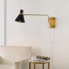 SAFAVIEH Lighting Collection Cleome Brass/White Adjustable Arm Wall Sconce Light Fixture, Ideal for Bathroom, Entryway, Vanity, Foyer, Hallway, Living Room (LED Bulb Included)(Brass/Black)