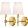 SAFAVIEH Lighting Collection Dalany Chrome Wall Sconce Set of 2 Light Fixture, with White Shade Ideal for Bathroom, Entryway, Vanity, Foyer, Hallway, Living Room (LED Bulbs Included)(Brass)