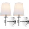 SAFAVIEH Lighting Collection Dalany Chrome Wall Sconce Set of 2 Light Fixture, with White Shade Ideal for Bathroom, Entryway, Vanity, Foyer, Hallway, Living Room (LED Bulbs Included)(Chrome)