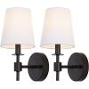 SAFAVIEH Lighting Collection Dalany Chrome Wall Sconce Set of 2 Light Fixture, with White Shade Ideal for Bathroom, Entryway, Vanity, Foyer, Hallway, Living Room (LED Bulbs Included)(Black)