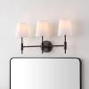 SAFAVIEH Lighting Collection Darya Brass 3-Light Wall Sconce Light Fixture, with White Shade Ideal for Bathroom, Entryway, Vanity Over Mirror, Foyer, Hallway, Living Room (LED Bulbs Included)(Black)