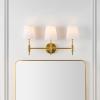 SAFAVIEH Lighting Collection Darya Brass 3-Light Wall Sconce Light Fixture, with White Shade Ideal for Bathroom, Entryway, Vanity Over Mirror, Foyer, Hallway, Living Room (LED Bulbs Included)(Brass)
