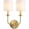 SAFAVIEH Lighting Collection Ferrara Gold/White Shade 2-Light Single Wall Sconce