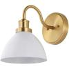 SAFAVIEH Lighting Collection Genetta Gold/White Shade Dome Single Wall Sconce