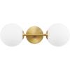 SAFAVIEH Lighting Collection Hymn Chrome 2-light Globe Wall Sconce Light Fixture Ideal for Bathroom, Entryway, Vanity, Foyer, Hallway, Living Room (LED Bulbs Included)(Brass)