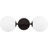 SAFAVIEH Lighting Collection Hymn Chrome 2-light Globe Wall Sconce Light Fixture Ideal for Bathroom, Entryway, Vanity, Foyer, Hallway, Living Room (LED Bulbs Included)(Black)