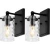SAFAVIEH Lighting Collection Jobie Brass/Glass Shade Wall Sconce Set of 2 Light Fixture, Ideal for Bathroom, Entryway, Vanity, Foyer, Hallway, Living Room (LED Bulbs Included)(Black)