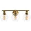 SAFAVIEH Lighting Collection Mylsa Gold/Clear 3-light Wall Sconce Light Fixture Ideal for Bathroom, Entryway, Vanity, Foyer, Hallway, Living Room (LED Bulbs Included)(Gold/Clear)