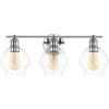 SAFAVIEH Lighting Collection Mylsa Gold/Clear 3-light Wall Sconce Light Fixture Ideal for Bathroom, Entryway, Vanity, Foyer, Hallway, Living Room (LED Bulbs Included)(Chrome/Clear)