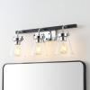 SAFAVIEH Lighting Collection Rayney Chrome/Black 3-Light Wall Sconce Light Fixture, Glass Shade Ideal for Bathroom, Vanity Over Mirror, Entryway, Foyer, Hallway, Living Room (LED Bulbs Included)(Chrome/Black)