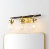 SAFAVIEH Lighting Collection Rayney Chrome/Black 3-Light Wall Sconce Light Fixture, Glass Shade Ideal for Bathroom, Vanity Over Mirror, Entryway, Foyer, Hallway, Living Room (LED Bulbs Included)(Brass/Black)