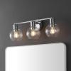 SAFAVIEH Lighting Collection Sunetta Black/Clear Glass Globe Shade 3-Light Wall Sconce Light Fixture, Ideal for Bathroom, Entryway, Vanity Over Mirror, Foyer, Living Room (LED Bulbs Included)(Chrome)