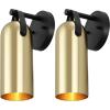 SAFAVIEH Lighting Collection Westly White/Gold Modern Downlight Wall Sconce Set of 2 Light Fixture, Ideal for Bathroom, Entryway, Vanity, Foyer, Hallway, Living Room (LED Bulbs Included)(Gold/Black)